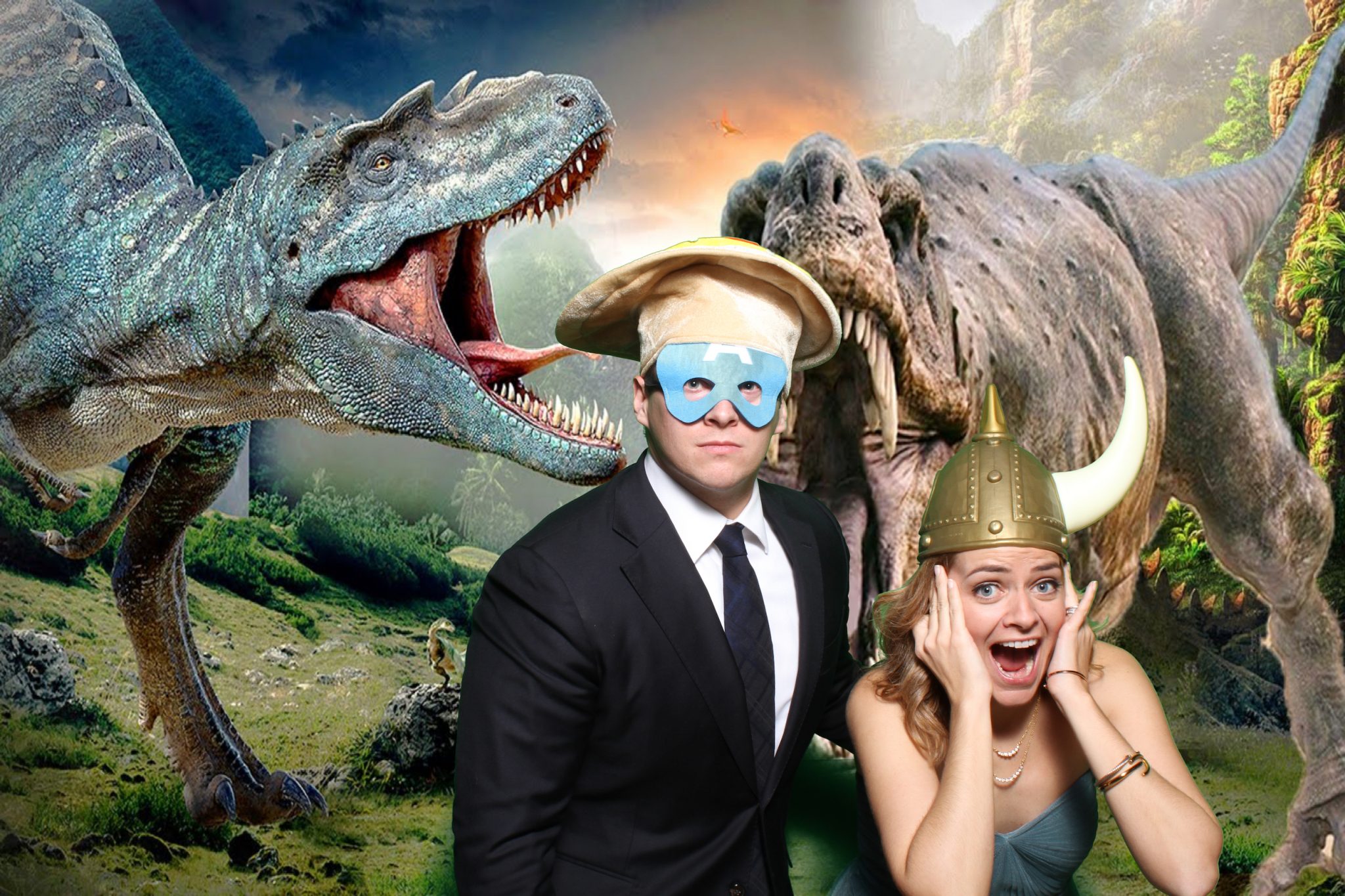 Green screen photo booth with a custom backdrop