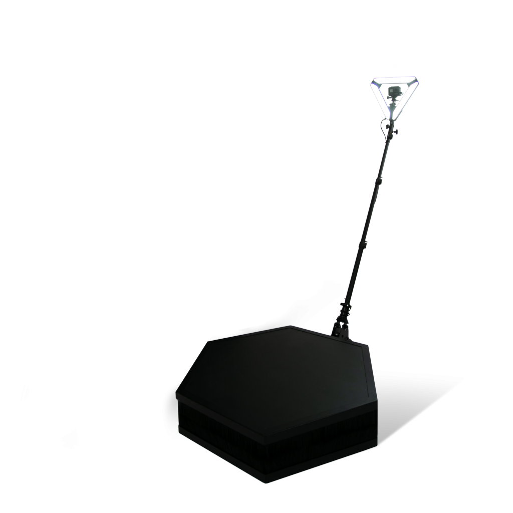 The 360 photo booth platform and sweeping camera arm