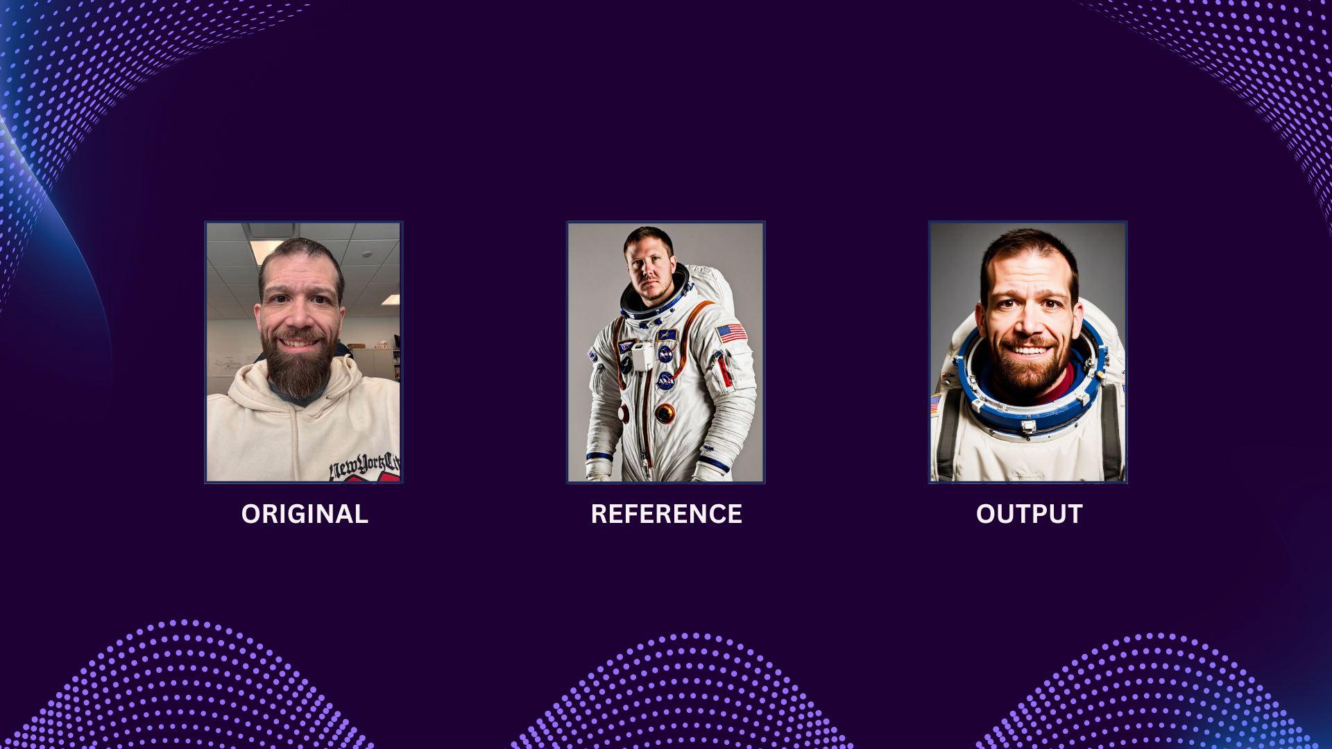 AI booth branded portraits on a custom event banner