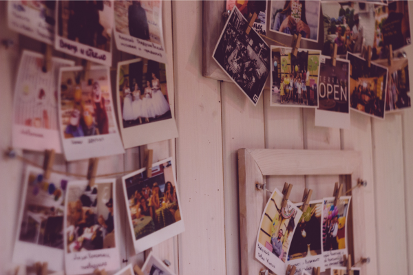 Hanging photos decorated around the room