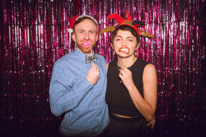 A lovely couple at a photo booth