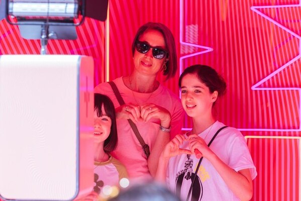 A family in a photo booth