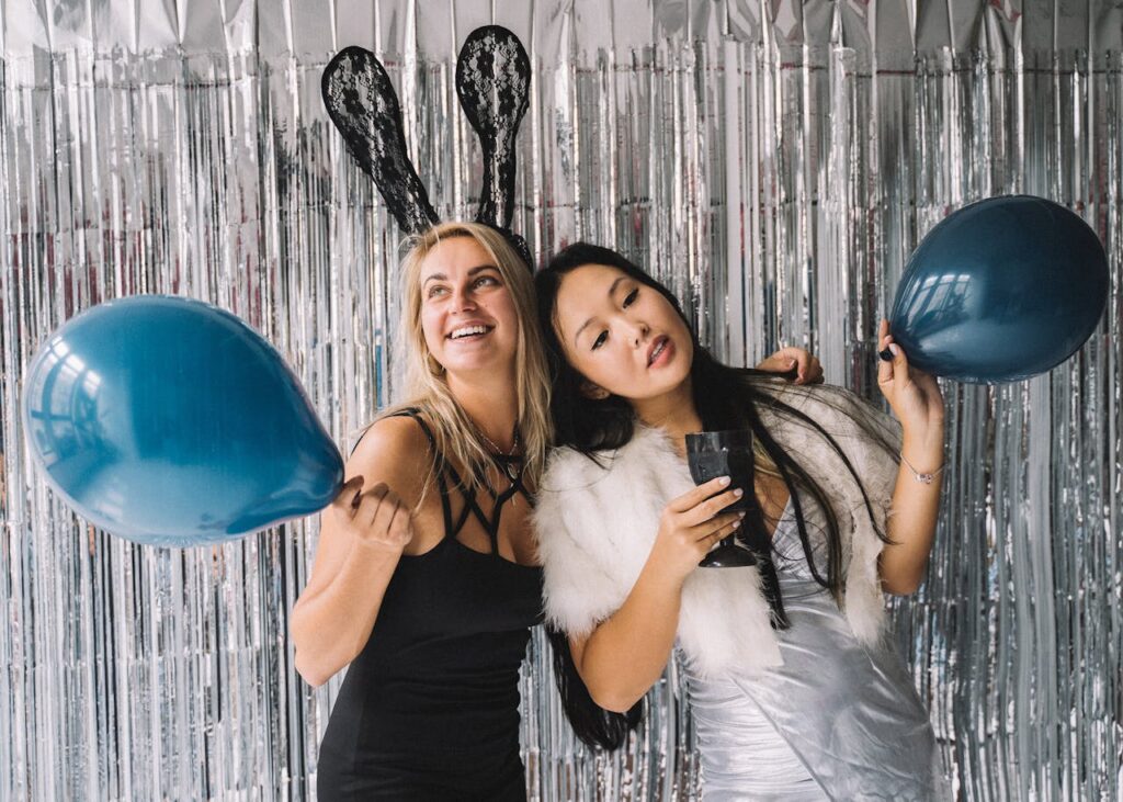Best friends enjoying the company event