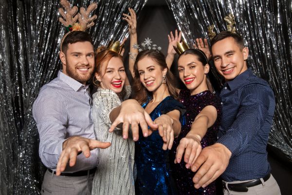 Attendees at corporate events experiencing photo booths