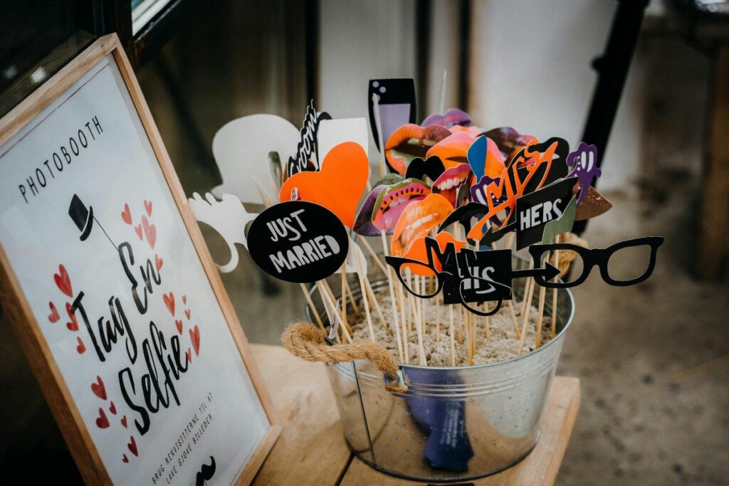 Various types of photo booth props for different themes
