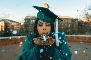 A woman making her graduation feel special