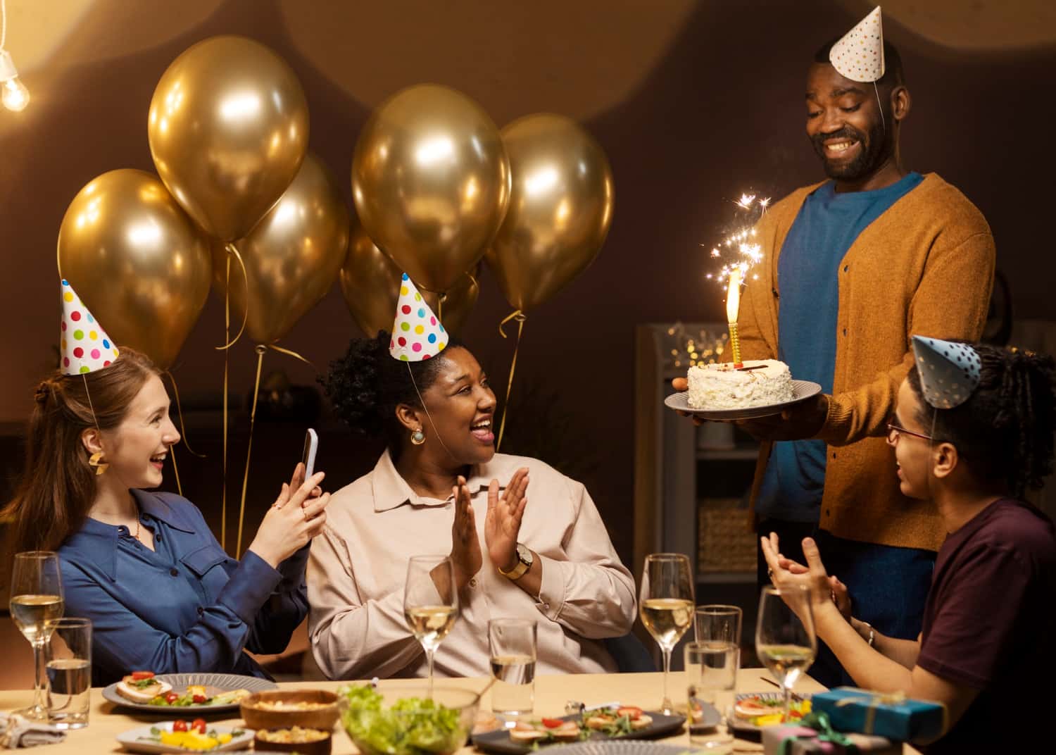 A woman celebrating her birthday