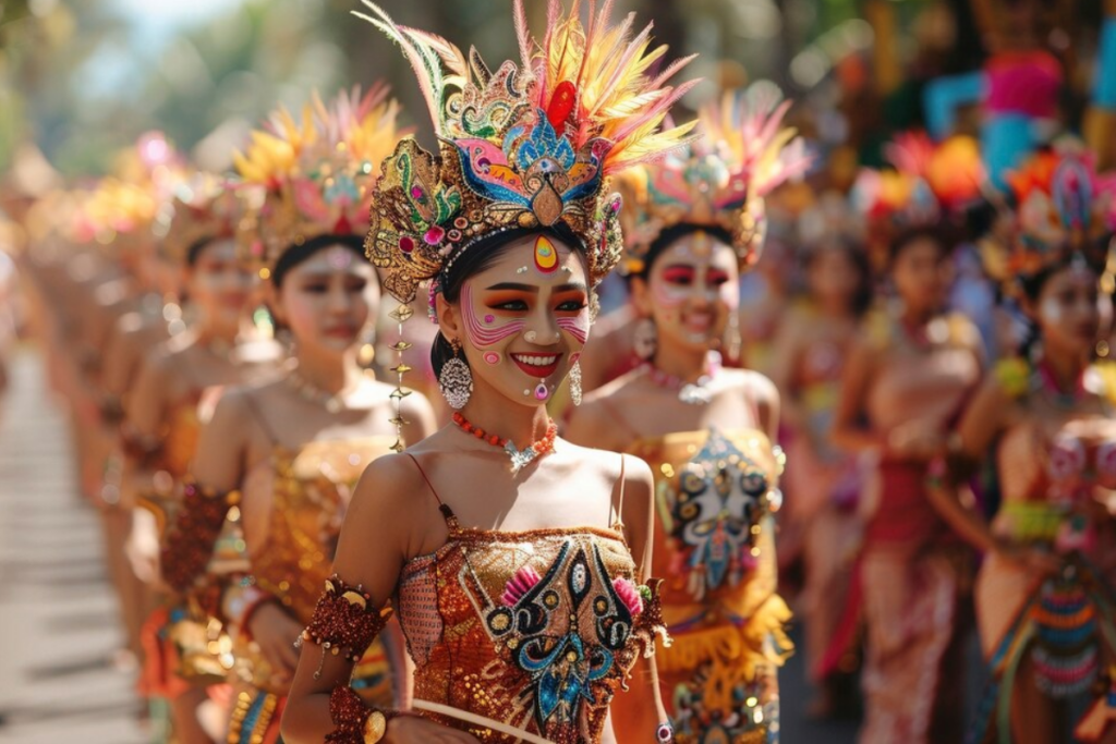 Women wearing traditional costumes as part of a cultural celebration
